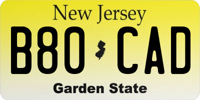 NJ license plate B80CAD
