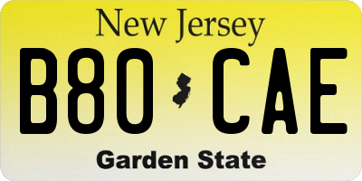 NJ license plate B80CAE
