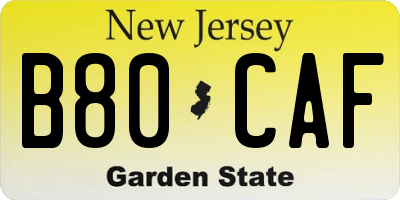NJ license plate B80CAF