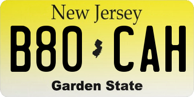 NJ license plate B80CAH