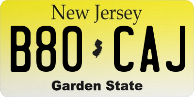 NJ license plate B80CAJ