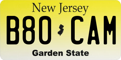 NJ license plate B80CAM