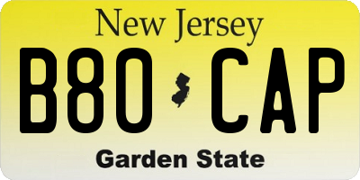 NJ license plate B80CAP