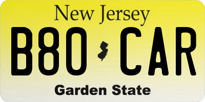 NJ license plate B80CAR