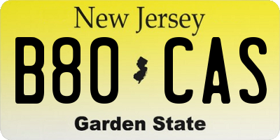 NJ license plate B80CAS