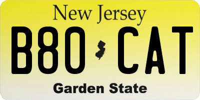 NJ license plate B80CAT
