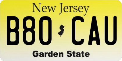 NJ license plate B80CAU
