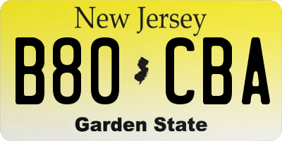 NJ license plate B80CBA