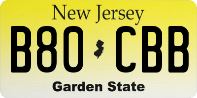 NJ license plate B80CBB