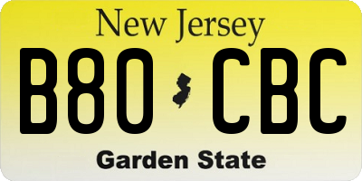 NJ license plate B80CBC