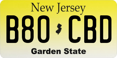 NJ license plate B80CBD