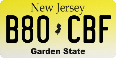 NJ license plate B80CBF