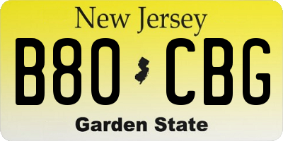 NJ license plate B80CBG