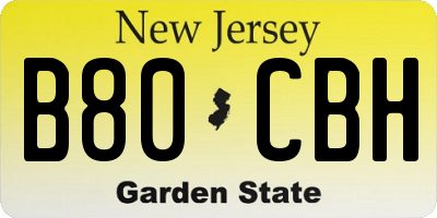 NJ license plate B80CBH