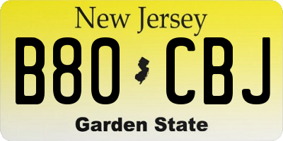 NJ license plate B80CBJ