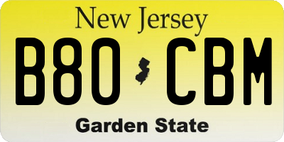 NJ license plate B80CBM