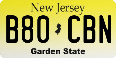 NJ license plate B80CBN