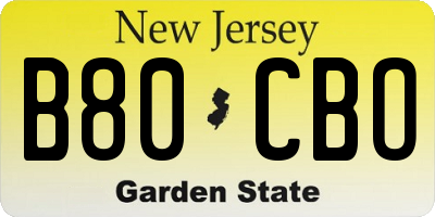 NJ license plate B80CBO