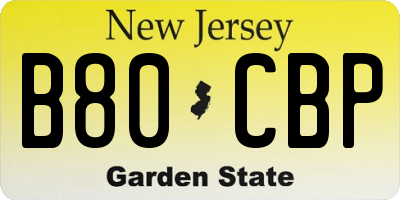 NJ license plate B80CBP