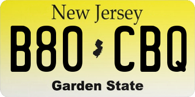 NJ license plate B80CBQ