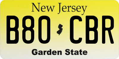 NJ license plate B80CBR