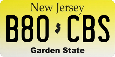 NJ license plate B80CBS
