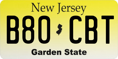 NJ license plate B80CBT