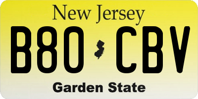 NJ license plate B80CBV
