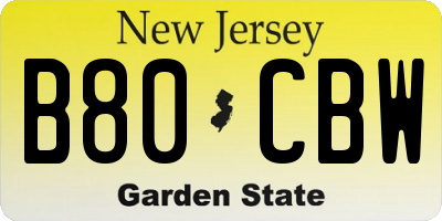 NJ license plate B80CBW