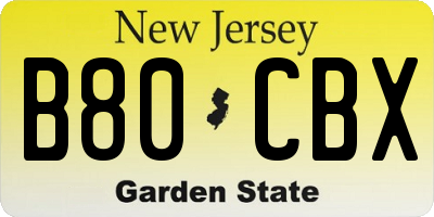 NJ license plate B80CBX