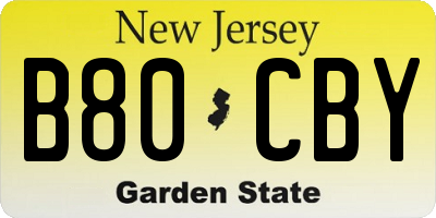 NJ license plate B80CBY