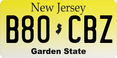 NJ license plate B80CBZ