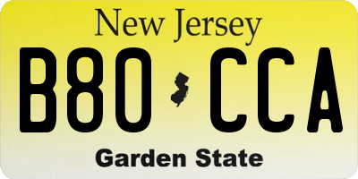 NJ license plate B80CCA