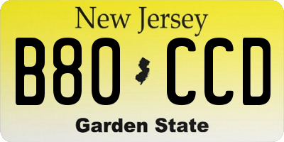 NJ license plate B80CCD