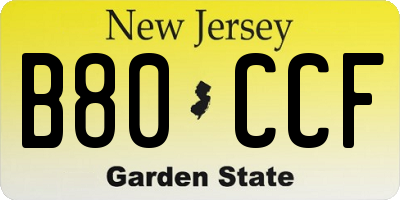 NJ license plate B80CCF