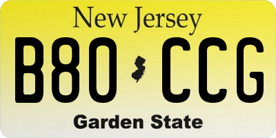 NJ license plate B80CCG