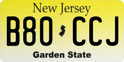 NJ license plate B80CCJ