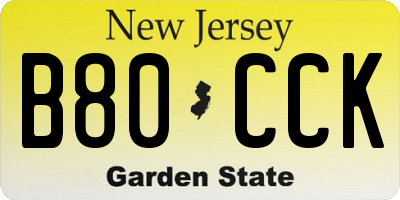 NJ license plate B80CCK