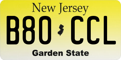 NJ license plate B80CCL