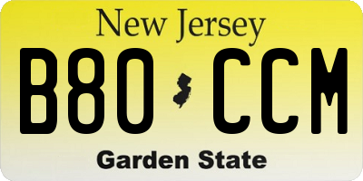 NJ license plate B80CCM
