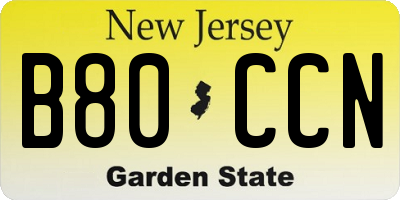 NJ license plate B80CCN