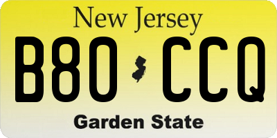 NJ license plate B80CCQ