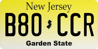 NJ license plate B80CCR