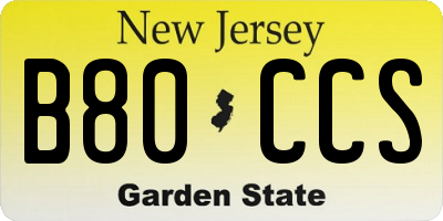 NJ license plate B80CCS