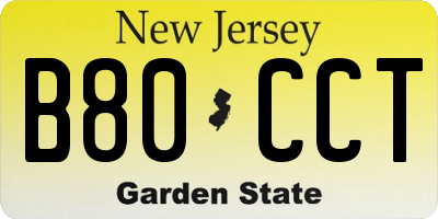 NJ license plate B80CCT