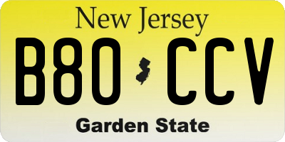 NJ license plate B80CCV