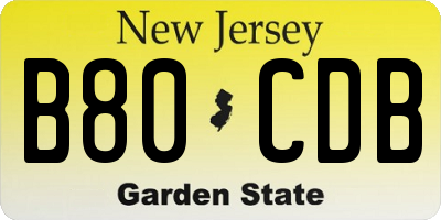 NJ license plate B80CDB