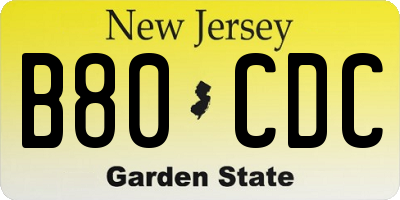 NJ license plate B80CDC