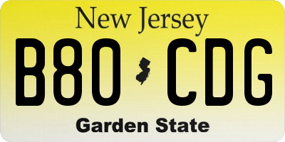 NJ license plate B80CDG