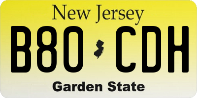 NJ license plate B80CDH